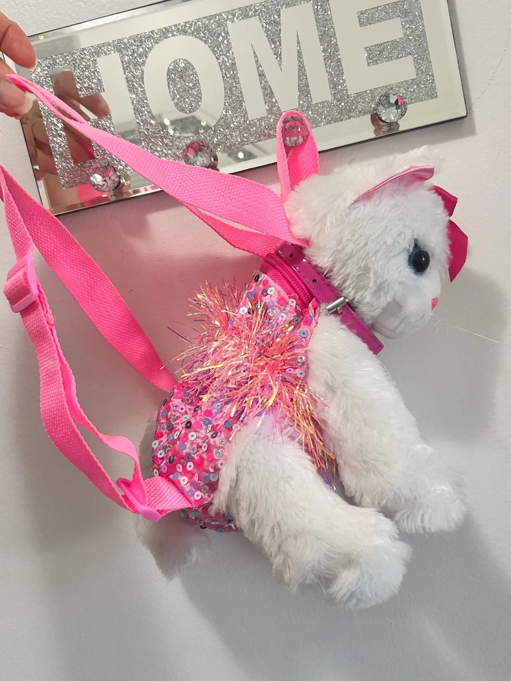 Cute Plush Cat Mini Backpack Toddler Pink Girls Small Bag Kawaii
